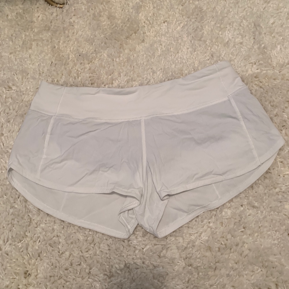 White Lululemon Speed Up Shorts